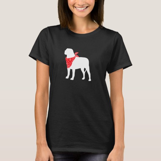 Engelse Mastiff Dog Wearing Red Bandana T-shirt (Voorkant)