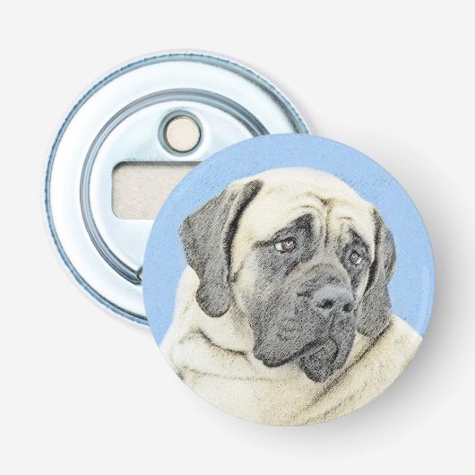 Engelse mastiff (Fawn)-schilderij - Oorspronkelijk Button Flesopener (Voorkant)