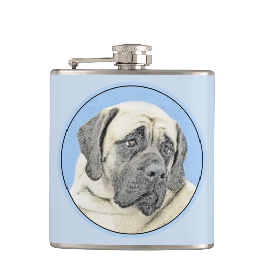 Engelse mastiff (Fawn)-schilderij - Oorspronkelijk Heupfles (Voorkant)