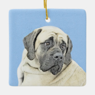 Engelse mastiff (Fawn)-schilderij - Oorspronkelijk Keramisch Ornament