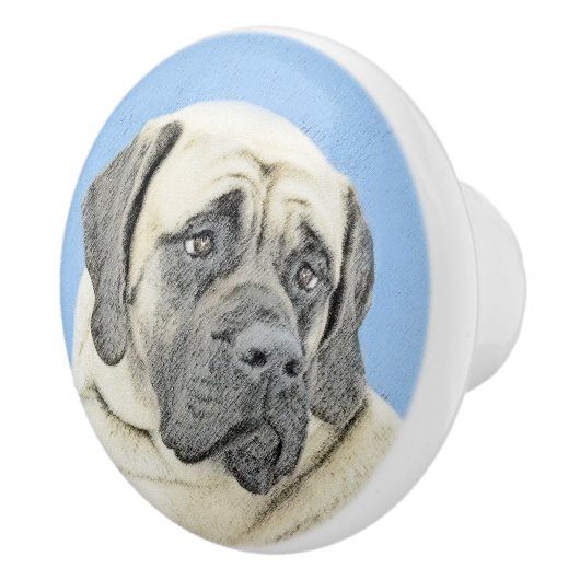 Engelse mastiff (Fawn)-schilderij - Oorspronkelijk Keramische Knop (Rechts)