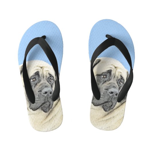 Engelse mastiff (Fawn)-schilderij - Oorspronkelijk Kinder Teenslippers (Voetbed)