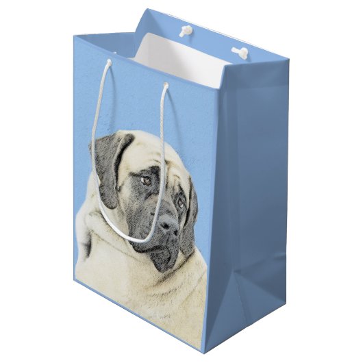 Engelse mastiff (Fawn)-schilderij - Oorspronkelijk Medium Cadeauzakje (Voorkant Gekanteld)