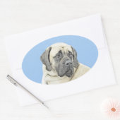 Engelse mastiff (Fawn)-schilderij - Oorspronkelijk Ovale Sticker (Envelop)