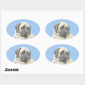 Engelse mastiff (Fawn)-schilderij - Oorspronkelijk Ovale Sticker (Vel)