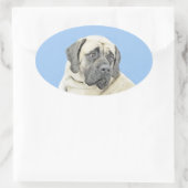 Engelse mastiff (Fawn)-schilderij - Oorspronkelijk Ovale Sticker (Tas)