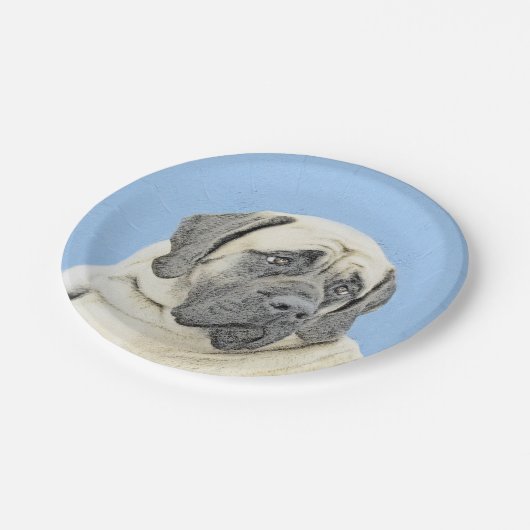 Engelse mastiff (Fawn)-schilderij - Oorspronkelijk Papieren Bordje (Gekanteld)