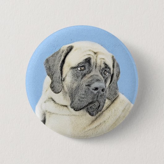 Engelse mastiff (Fawn)-schilderij - Oorspronkelijk Ronde Button 5,7 Cm (Voorkant)