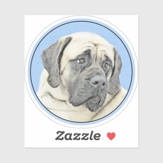 Engelse mastiff (Fawn)-schilderij - Oorspronkelijk Sticker (Vel)