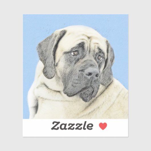Engelse mastiff (Fawn)-schilderij - Oorspronkelijk Sticker (Vel)