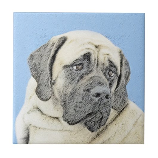 Engelse mastiff (Fawn)-schilderij - Oorspronkelijk Tegeltje (Voorkant)