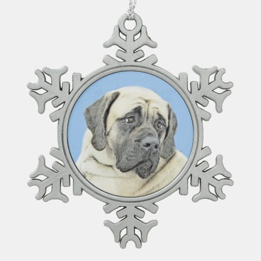 Engelse mastiff (Fawn)-schilderij - Oorspronkelijk Tin Sneeuwvlok Ornament (Voorkant)
