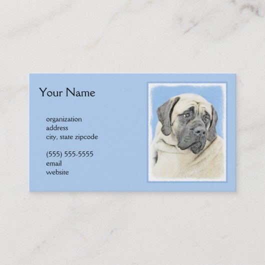 Engelse mastiff (Fawn)-schilderij - Oorspronkelijk Visitekaartje (Voorkant)