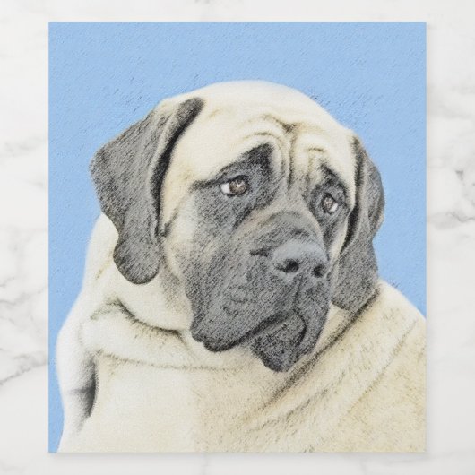 Engelse mastiff (Fawn)-schilderij - Oorspronkelijk Wijn Etiket (Enkel label)