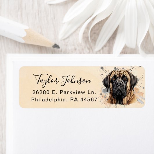 Engelse Mastiff-hond retouradres Etiket (Insitu)