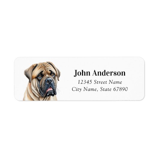 Engelse Mastiff-hond retouradreslabels Etiket (Voorkant)