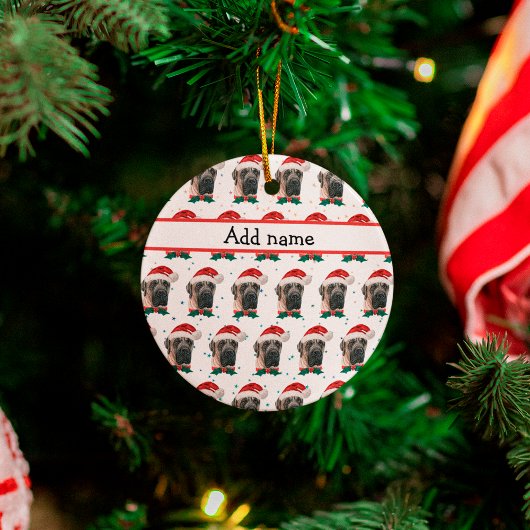 Engelse Mastiff Hondenras Kerstmis Keramisch Ornament