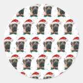 Engelse Mastiff Hondenras Kerstmis Ronde Sticker (Voorkant)