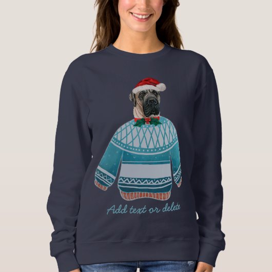 Engelse Mastiff Kerstmis Horrelijke Kerst Hond Moe Trui (Voorkant)