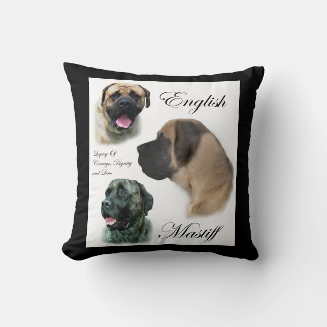 Engelse Mastiff Kunst Kussen (Voorkant)