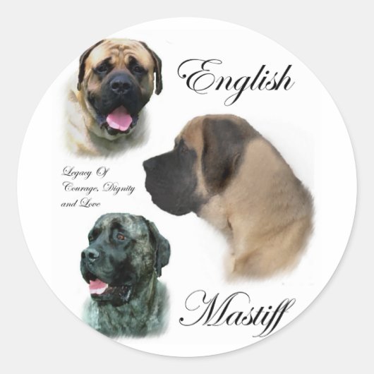 Engelse Mastiff Legacy Ronde Sticker (Voorkant)