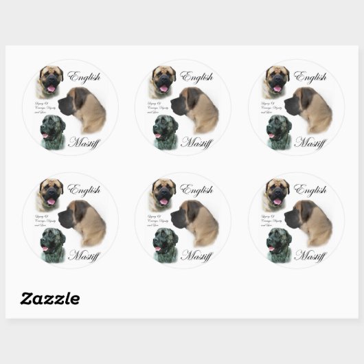Engelse Mastiff Legacy Ronde Sticker (Vel)
