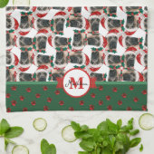 Engelse Mastiff Patroon Monogram Kerstmis Hond Theedoek (Gevouwen)