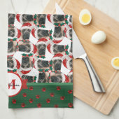 Engelse Mastiff Patroon Monogram Kerstmis Hond Theedoek (Quarter Fold)