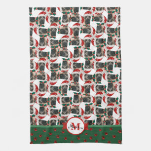 Engelse Mastiff Patroon Monogram Kerstmis Hond Theedoek