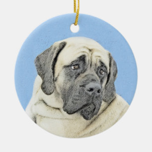 Engelse Mastiff (Reebruin) Schilderij - Originele Keramisch Ornament