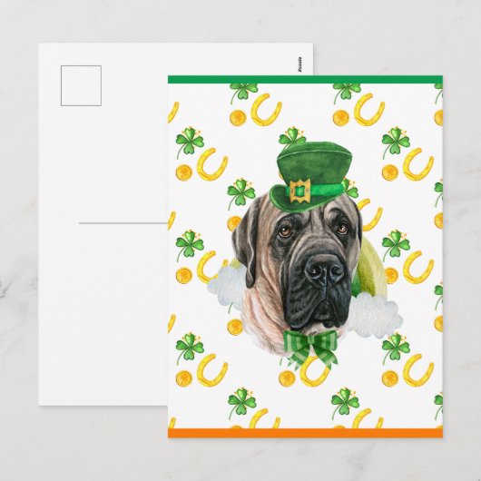 Engelse Mastiff Shamrock St. Patricks Day Feestdagenkaart (Voorkant / Achterkant)