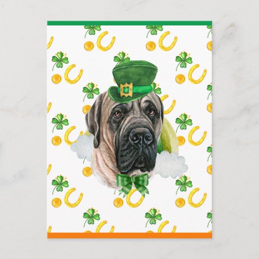 Engelse Mastiff Shamrock St. Patricks Day Feestdagenkaart (Voorkant)