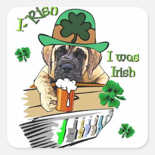 Engelse Mastiff St Patricks Vierkante Sticker (Voorkant)