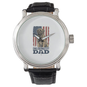 Engelse Mastiff Vader Patriottisch Vintage Hond De Horloge