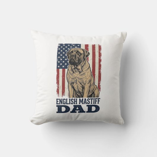 Engelse Mastiff Vader Patriottisch Vintage Hond De Kussen (Voorkant)