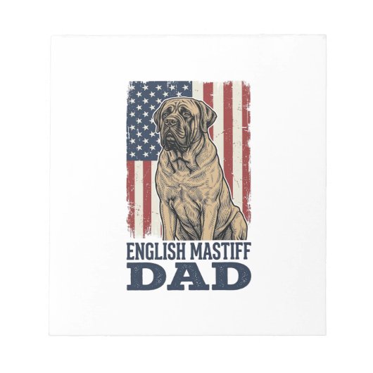 Engelse Mastiff Vader Patriottisch Vintage Hond De Notitieblok (Voorkant)