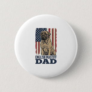 Engelse Mastiff Vader Patriottisch Vintage Hond De Ronde Button 5,7 Cm