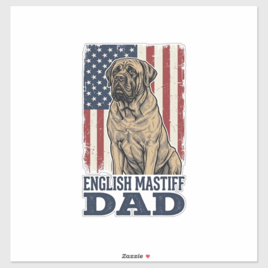 Engelse Mastiff Vader Patriottisch Vintage Hond De Sticker (Vel)