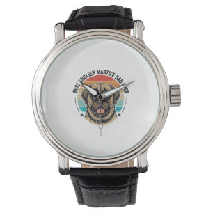 Engelse Mastiff Vader Vintage Zonsondergang Hond V Horloge