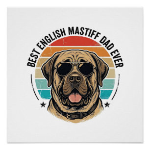 Engelse Mastiff Vader Vintage Zonsondergang Hond V Perfect Poster