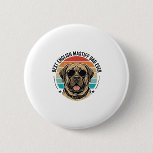 Engelse Mastiff Vader Vintage Zonsondergang Hond V Ronde Button 5,7 Cm