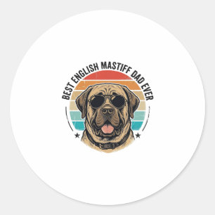 Engelse Mastiff Vader Vintage Zonsondergang Hond V Ronde Sticker