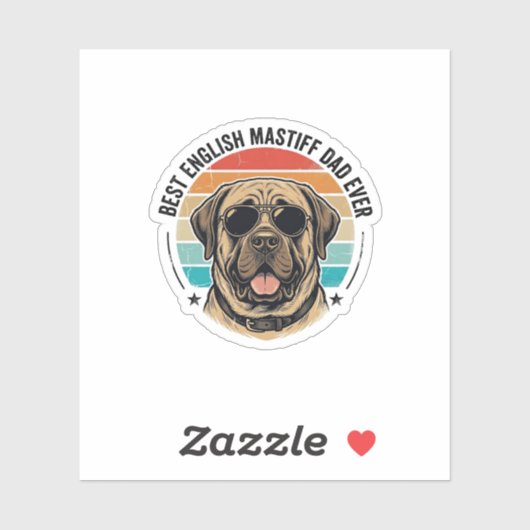 Engelse Mastiff Vader Vintage Zonsondergang Hond V Sticker (Vel)
