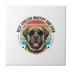 Engelse Mastiff Vader Vintage Zonsondergang Hond V Tegeltje
