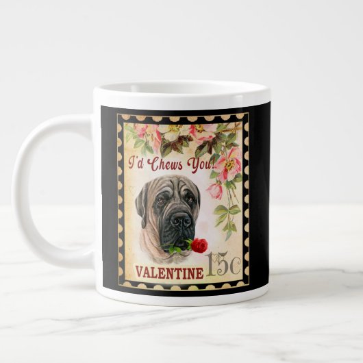 Engelse mastiff  Valentijn Dog met Roos Grote Koffiekop (Links)