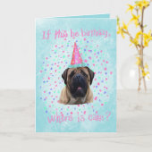 Engelse Mastiff Verjaardag Kaart (Gele Bloem)