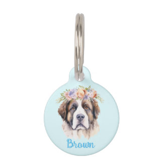 ENGELSE Mastiff Waterverf Bloem Ronde Pet Tag Huisdierpenning