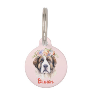 ENGELSE Mastiff Waterverf Bloem Ronde Pet Tag Huisdierpenning