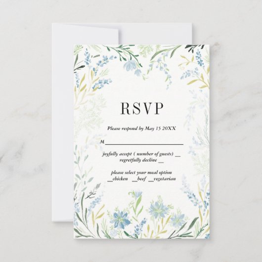 Engelse meadow Flower Weddinge RSVP-kaart RSVP Kaartje (Voorkant)