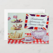 Engelse middag Tea Briefkaart (Voorkant / Achterkant)